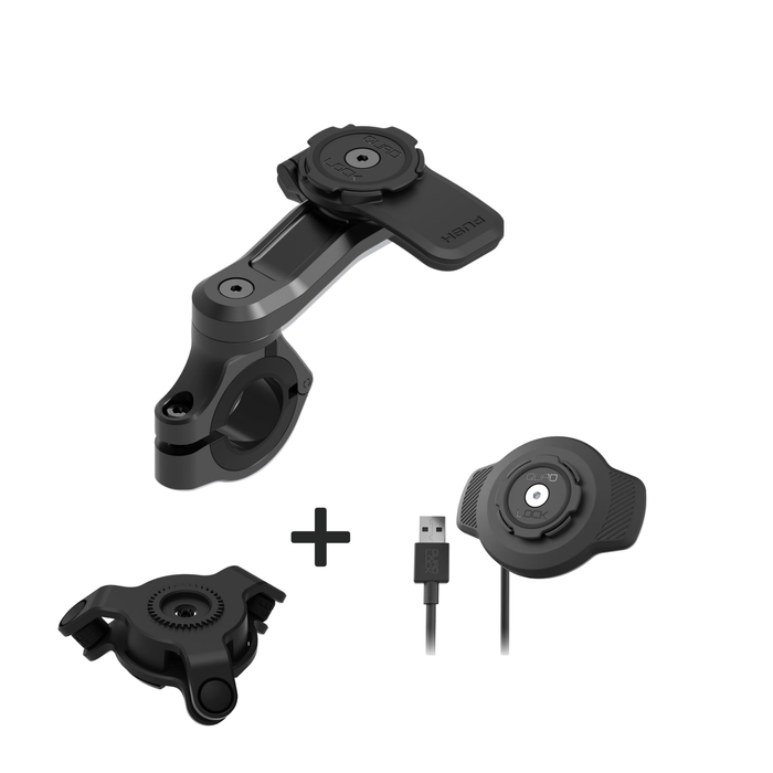 Support de téléphone portable Quad Lock® pour moto–Fixation au guidon avec système de verrouillage sécurisé