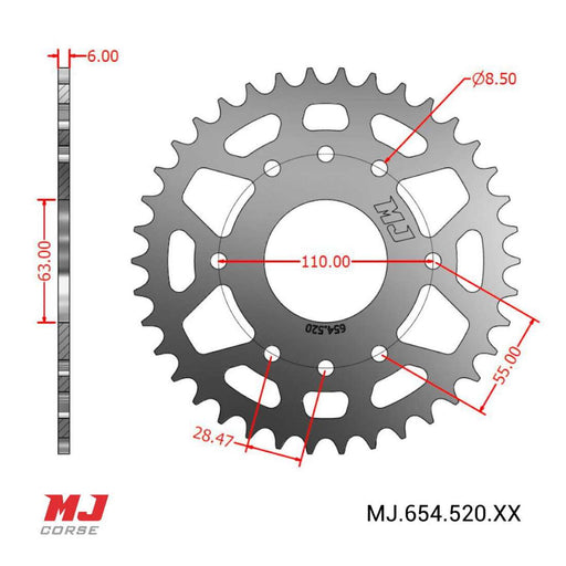 Corona Trasera MJ-CORSE KTM 390 Adventure 390 Enduro 390 SMC-R