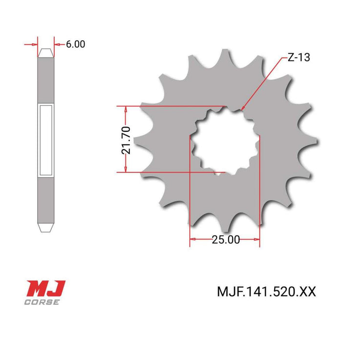 Pignon avant MJ® Rieju 307 Rallye